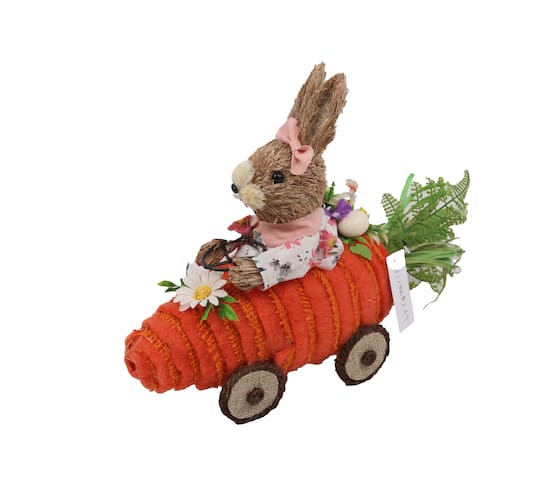 13&#x22; Easter Bunny with Carrot Car Tabletop Decoration